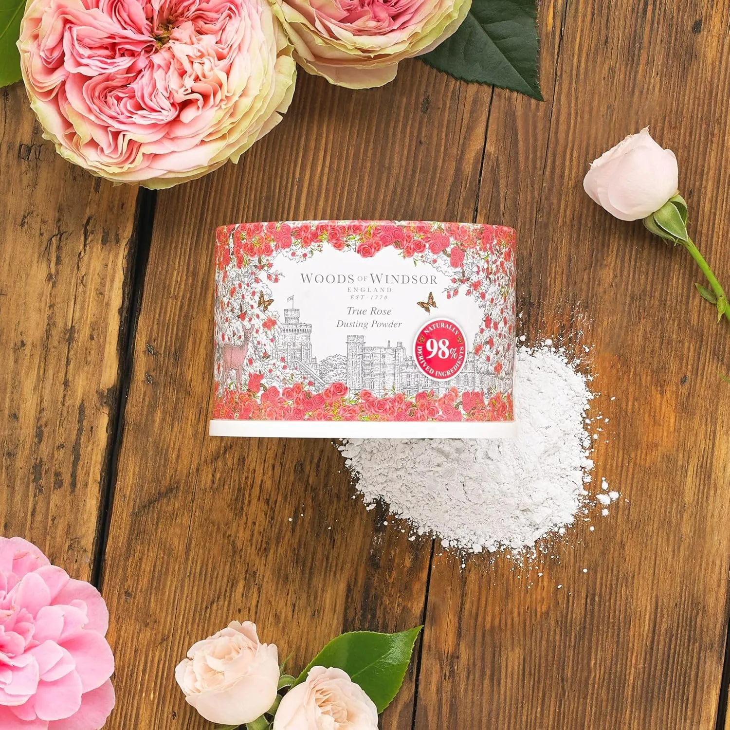 Woods of Windsor Rose Talcum Powder, Floral Dusting Powder with Body Puff, Scented Powder for Women to Help with Odor Control and Chafing, True Rose Scent 3.53 fl oz