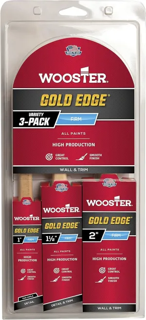 Wooster Series 5239 Gold Edge Wall Brush 3 Pack, 1 Inches