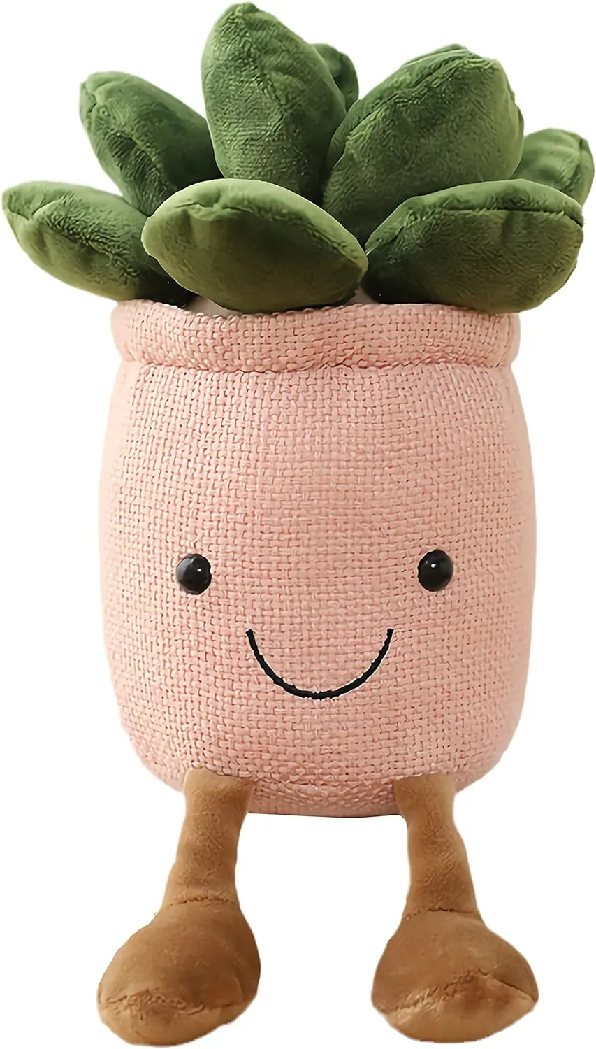 WUZHOU Tulip Plush Toy, 13.7" Flower Pot Stuffed Plushie Pillow Decoration, Soft Fluffy Toy Succulent Plants Friend Throw Pillow, Multicolor (Pink-Succulent)