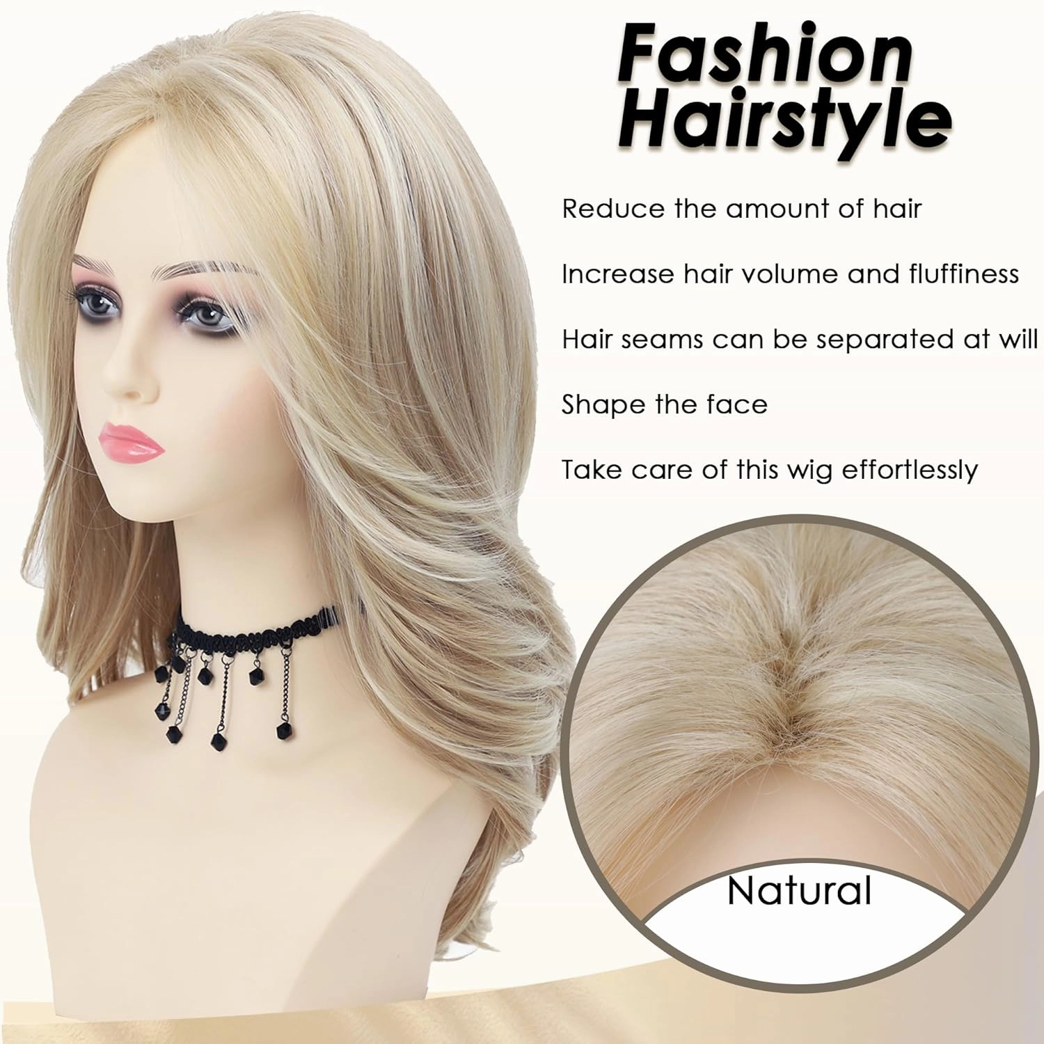 XIUFAXIRUSI XIUFAXIRUSI Blonde Long Layered Wigs for Women Blonde Wig with Highlight Natural Wavy Wigs Heat Resistant Synthetic Wig for Daily Party