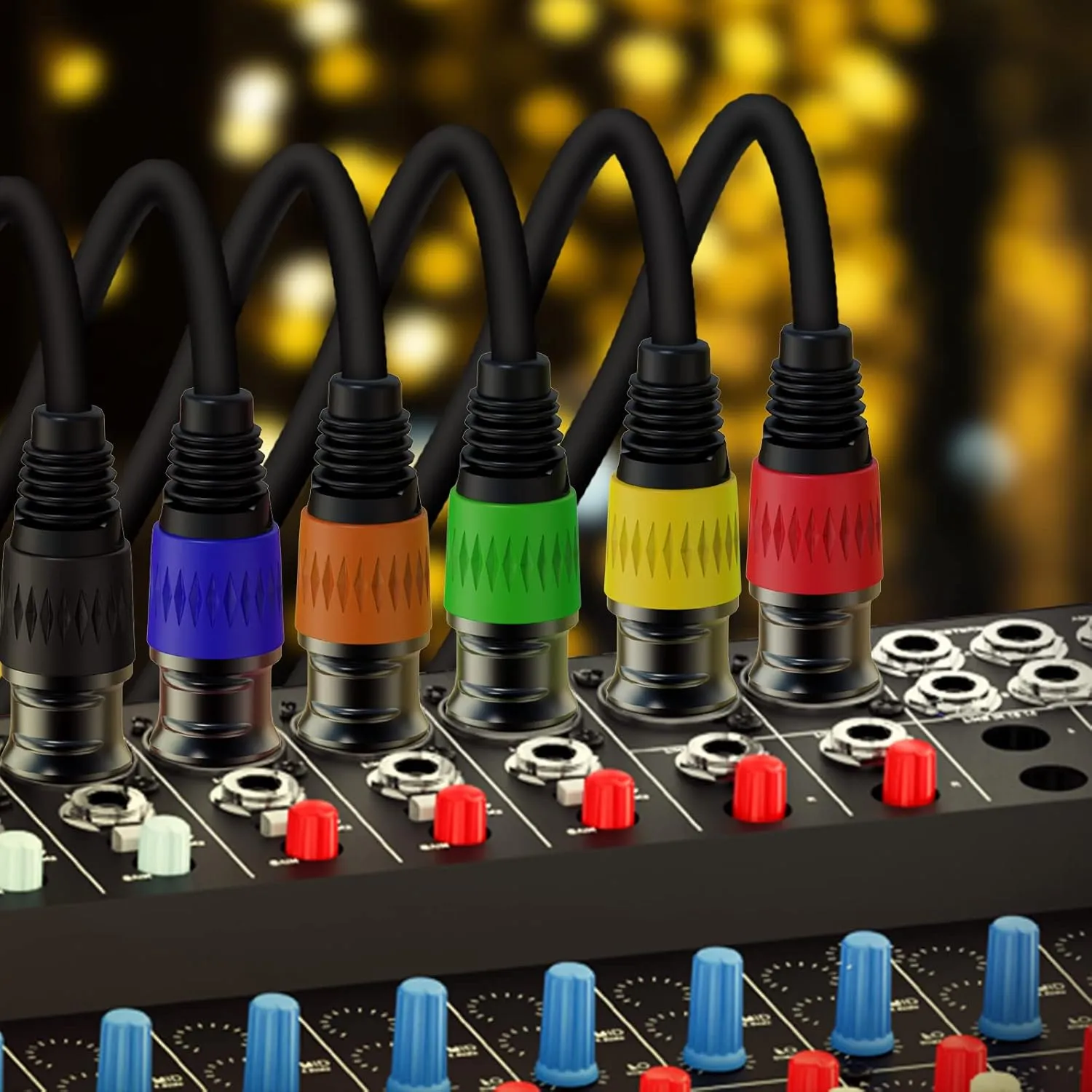 XLR Cables, XLR Microphone Cable 25 ft 6 Pack, Gold-Plated 3-pin XLR Speaker Cable Male to Female Balanced Mic Cable