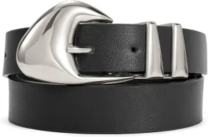 XZQTIVE Women's Leather Belts for Jeans Dress Pants Black Brown Belts for Women Ladies Waist Belts with Gold Buckle