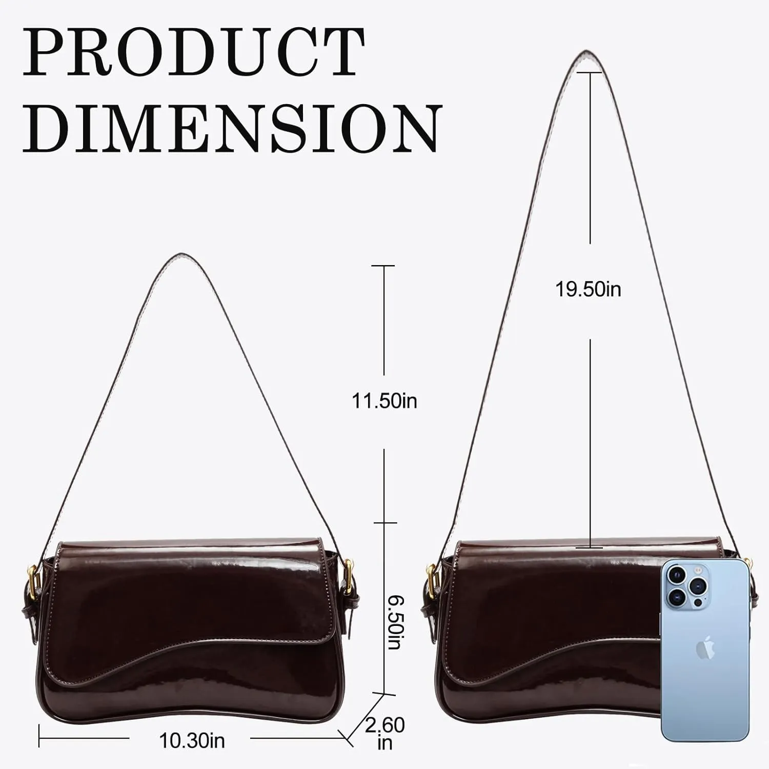 Y2K Shoulder Bag for Women - PU Leather Clutch Purse Handbag Tote With 2 Removable Straps - Crossbody