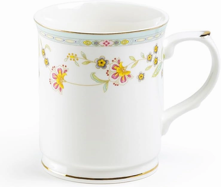 Yellow Corn Flowers with Mint Green Rim Fine Porcelain 14oz Tea Coffee Mug
