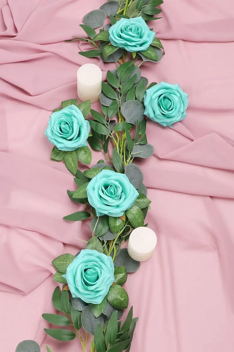 YUZZ Artificial Roses Flowers 25pcs Realistic Artificial Silk Fake Roses with Stems for DIY Wedding Bouquets,Centerpieces,Bridal Show Party,Home Decoration(Tiffany)