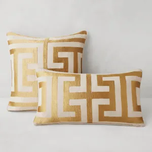 Z Gallerie Soft Throw Pillow, Linen Decorative Cushion for Sofa Bedroom Living car, 22" x 22", White and Gold