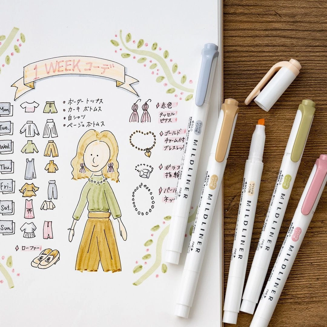 Zebra Mildliner Double-Sided Highlighter - 5 Colour Set