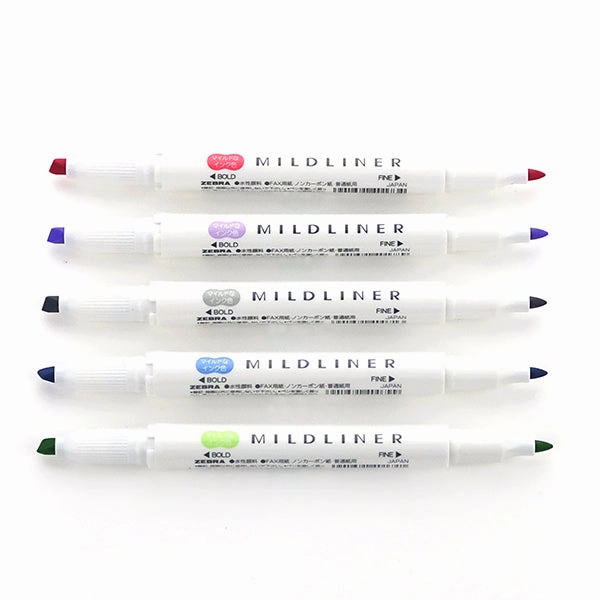 Zebra Mildliner Double-Sided Highlighter - 5 Colour Set