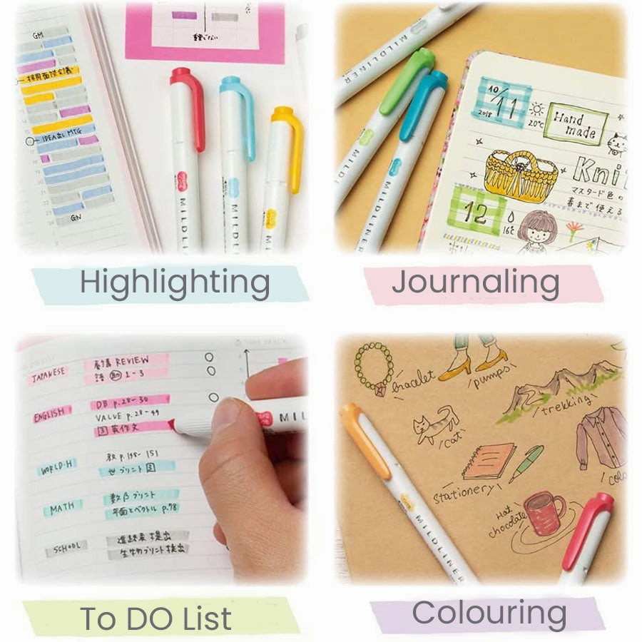Zebra Mildliner Double-Sided Highlighter - 5 Colour Set