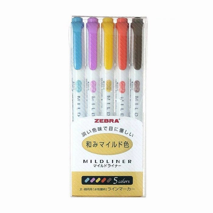 Zebra Mildliner Double-Sided Highlighter - 5 Colour Set