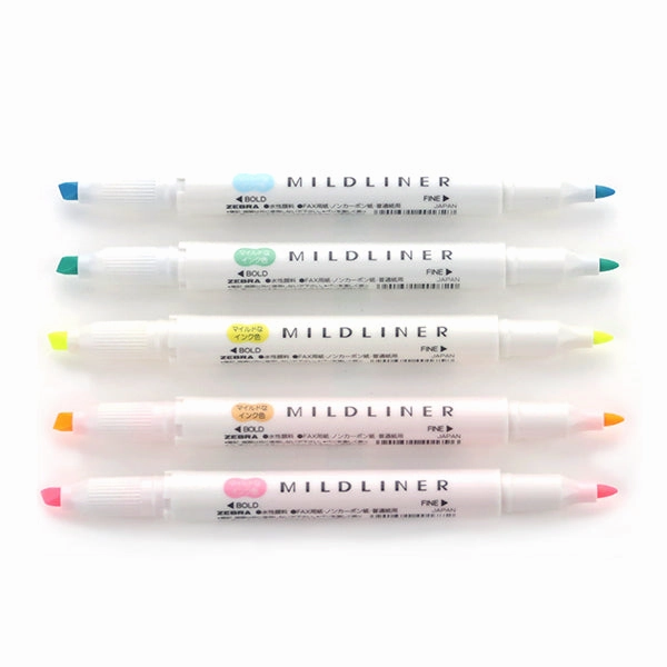 Zebra Mildliner Double-Sided Highlighter - 5 Colour Set