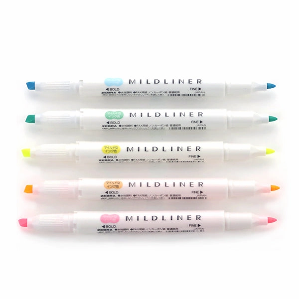 Zebra Mildliner Double-Sided Highlighter - 5 Colour Set