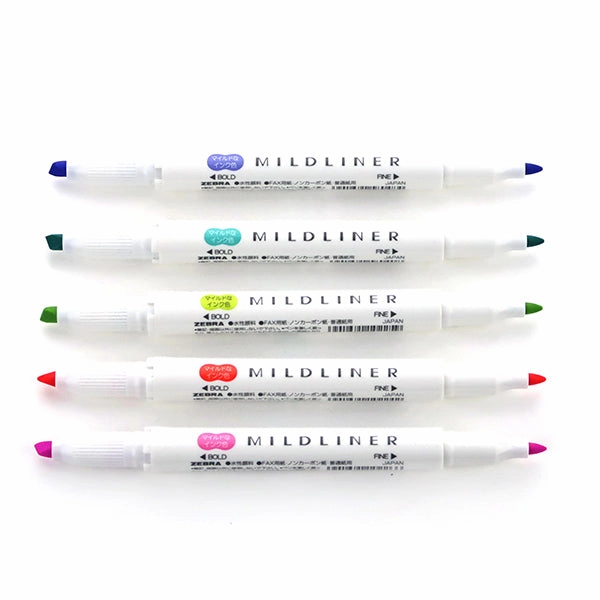 Zebra Mildliner Double-Sided Highlighter - 5 Colour Set