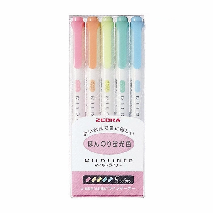 Zebra Mildliner Double-Sided Highlighter - 5 Colour Set