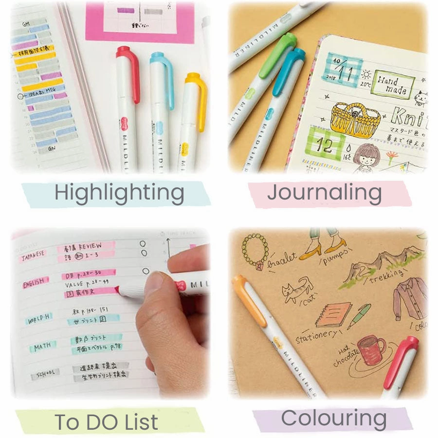 Zebra Mildliner Double-Sided Highlighter - 5 Colour Set