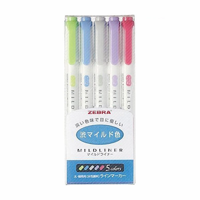Zebra Mildliner Double-Sided Highlighter - 5 Colour Set