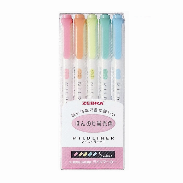 Zebra Mildliner Double-Sided Highlighter - 5 Colour Set