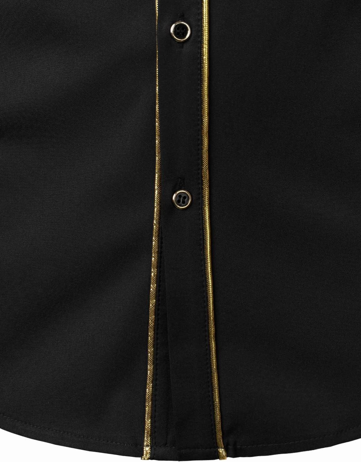 ZEROYAA Men's Luxury Gold Embroidery Design Slim Fit Long Sleeve Button Up Dress Shirts