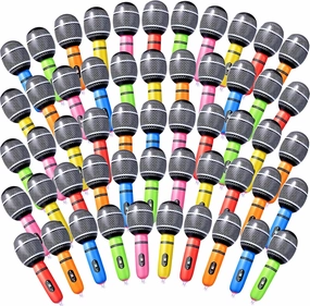 Zhanmai Inflatable Microphones Blow up Assorted Colors Inflatable Microphone Props Plastic Toys for Musical Concert Themed Party Birthday Party Decoration Role Play Supplies(42 Pieces)