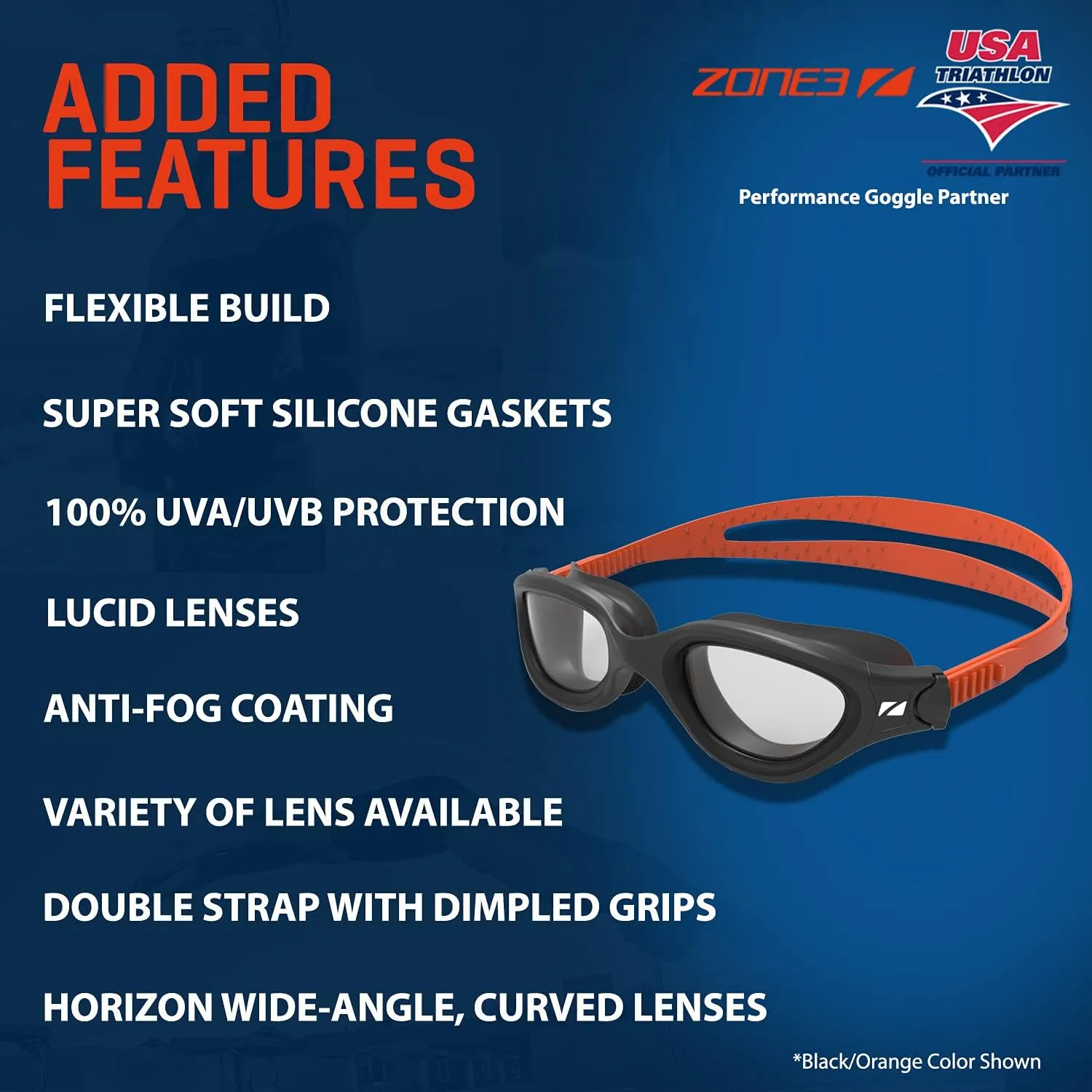 ZONE3 Venator-X Anti-Fog Swim Goggles Wide Angle Lenses/Soft Silicone Gaskets For Training/Race, Open Water/Pool Swimming