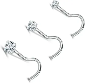 ZS 18K Real Gold 20G Nose Rings for Women Men, 1.5mm 2mm 3mm CZ Simulated Diamond, Solid 7mm Nose Stud Pin Piercing, Non-Irritating Skin Body Jewelry
