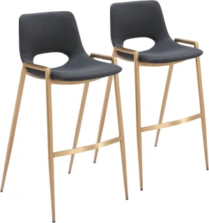 Zuo Modern Bar Chair Set, Black, Gold